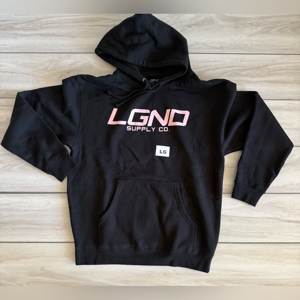 LGND Supply Co Pink Flag Hoodie Black Large NWT